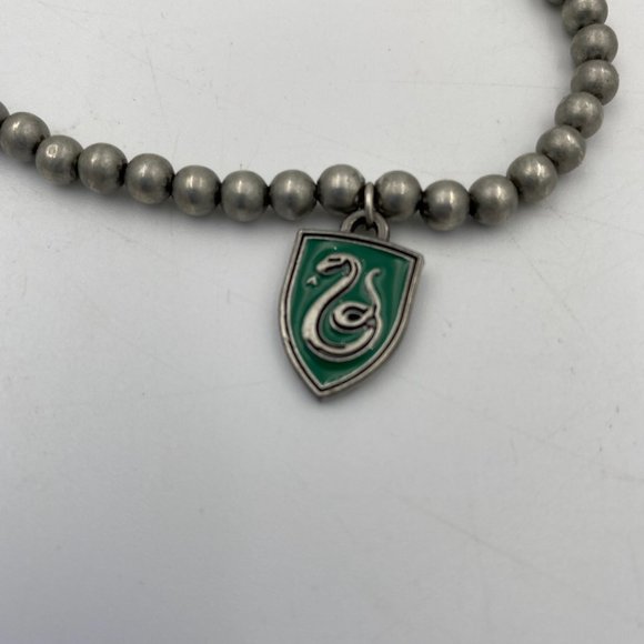 Harry Potter Slytherin Stretch Bead Bracelet with Charm Green & Silver Snake - Picture 2 of 3